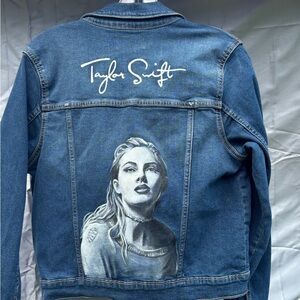Custom hand-painted denim jacket. Fully washable. Taylor Swift